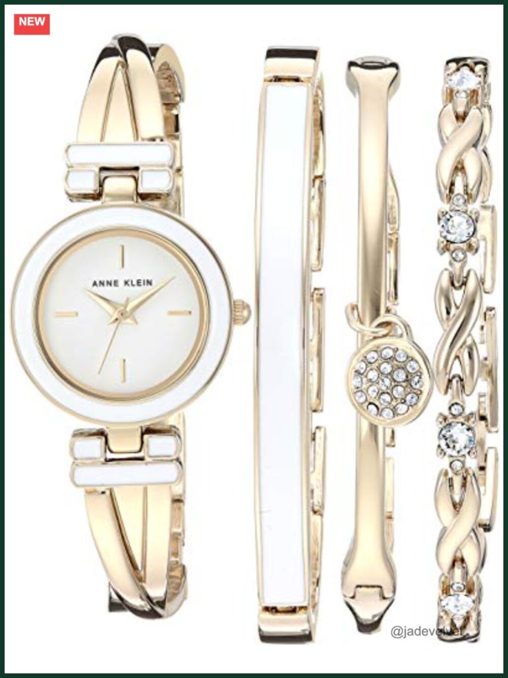 Anne Klein Women's Bangle Watch and Crystal Bracelet Set